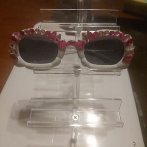 Upcycled shades/sunnies with pink and clear rhinestone